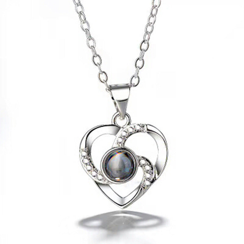 Silver Romantic Colorful Photo Projection Necklace