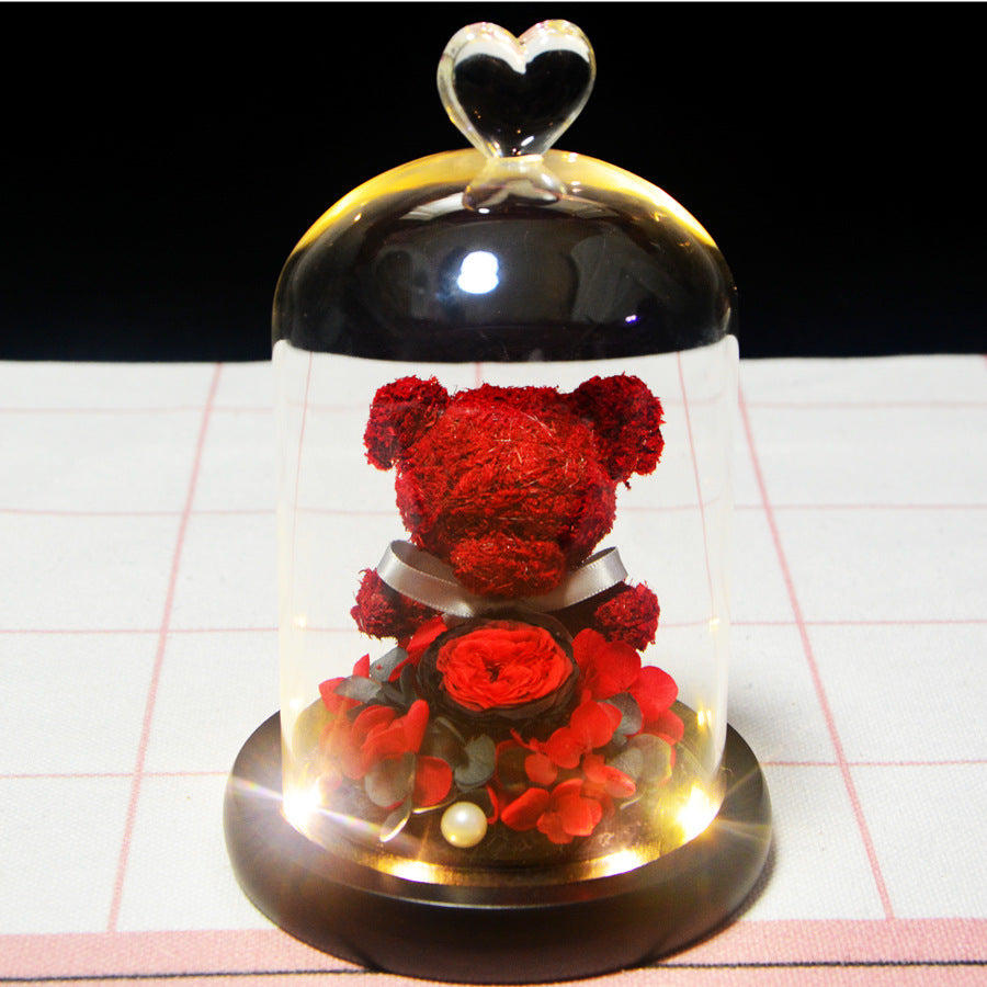 Eternal Flower Bear Glass Covered