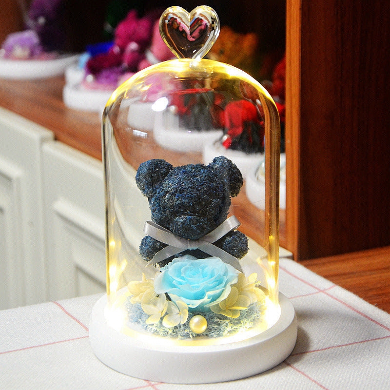 Eternal Flower Bear Glass Covered