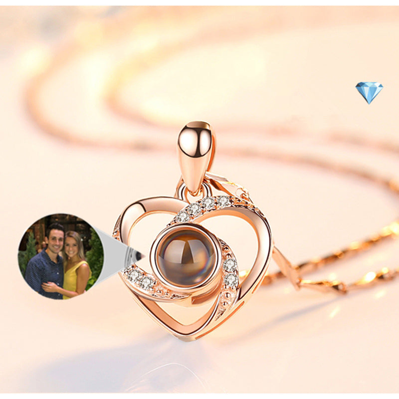 Silver Romantic Colorful Photo Projection Necklace