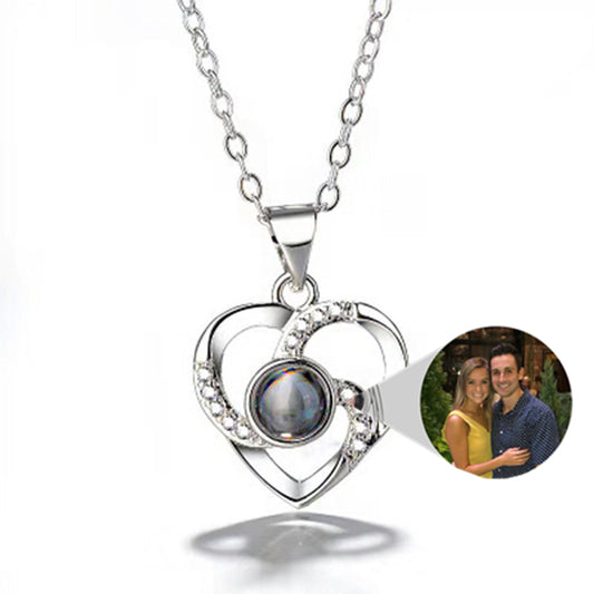 Silver Romantic Colorful Photo Projection Necklace