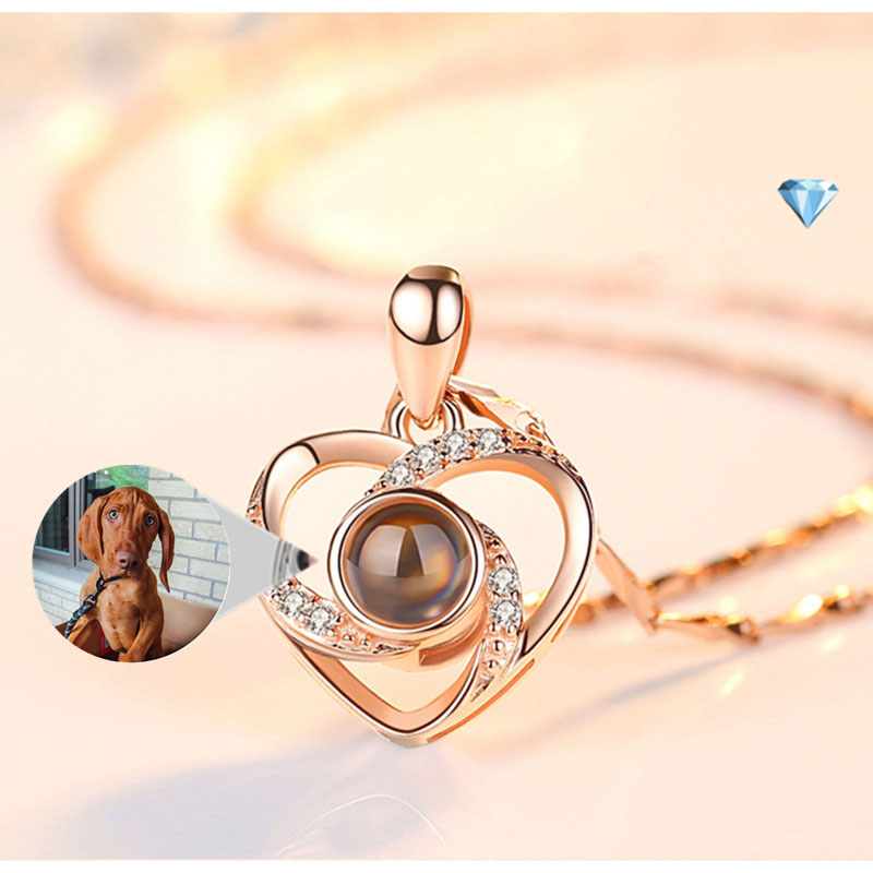 Silver Romantic Colorful Photo Projection Necklace