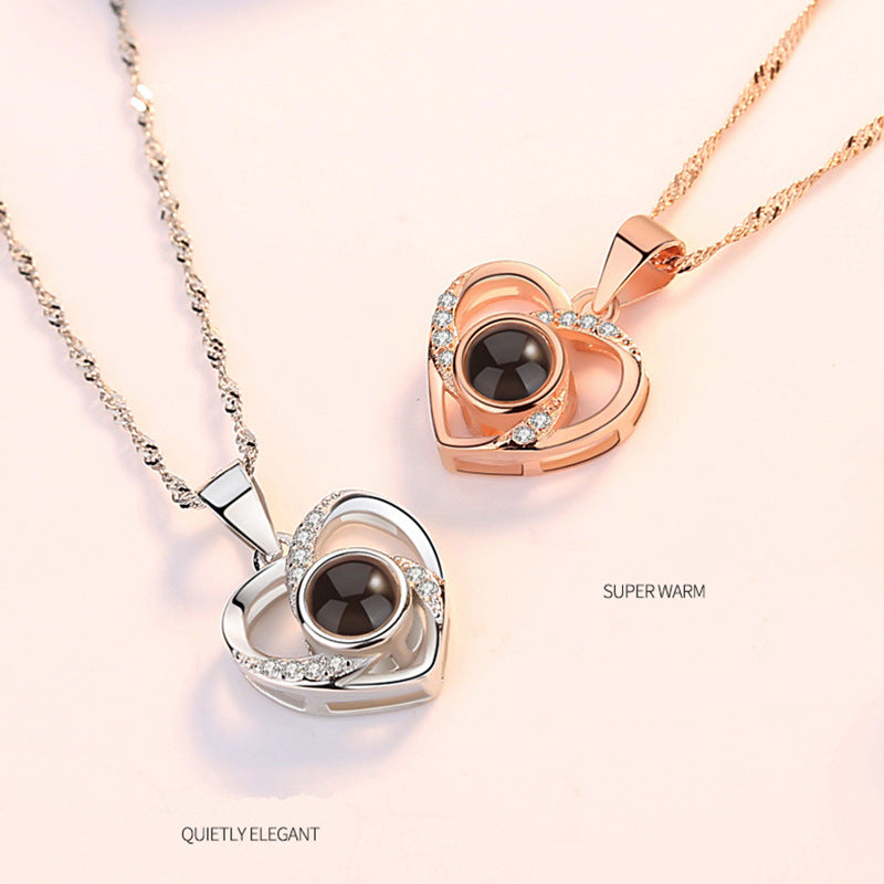 Silver Romantic Colorful Photo Projection Necklace