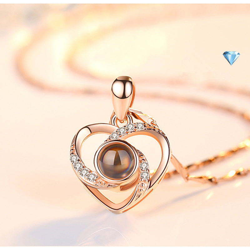 Silver Romantic Colorful Photo Projection Necklace