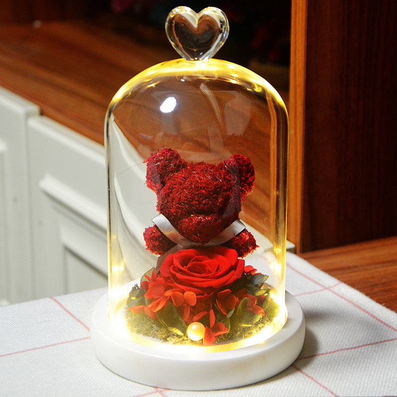 Eternal Flower Bear Glass Covered