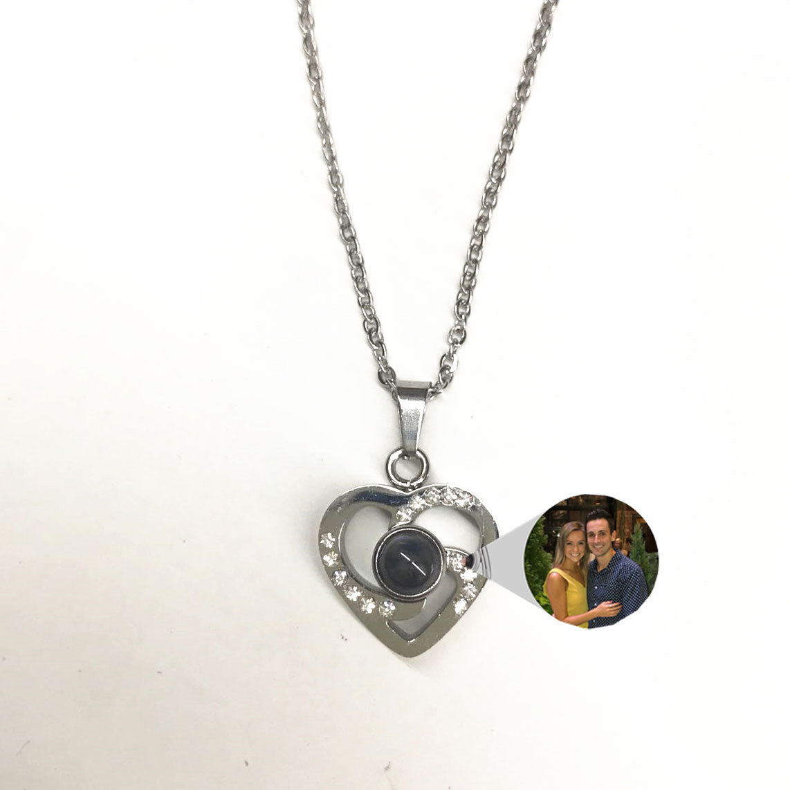 Silver Romantic Colorful Photo Projection Necklace