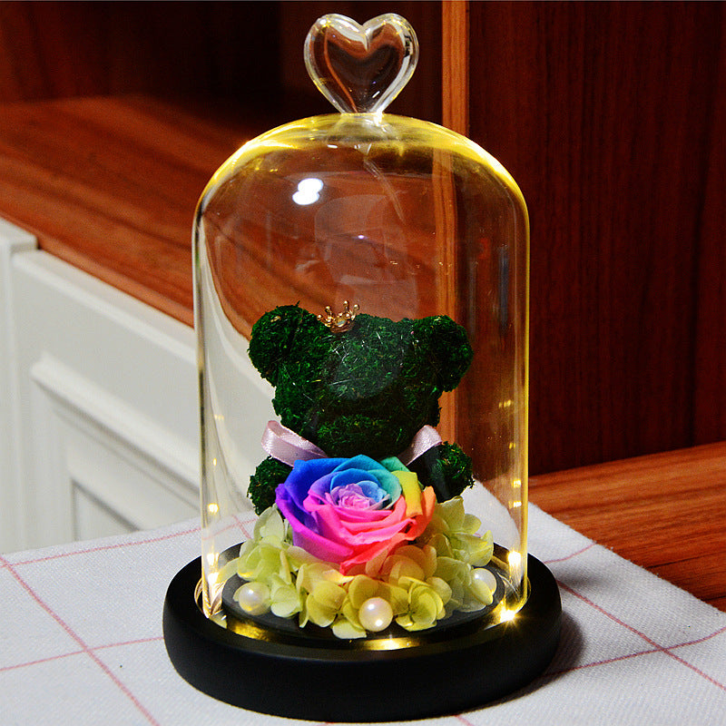 Eternal Flower Bear Glass Covered