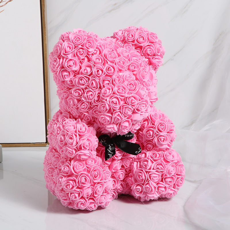 25cm Cute Flower Rose Bear Handmade