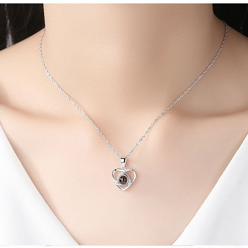 Silver Romantic Colorful Photo Projection Necklace