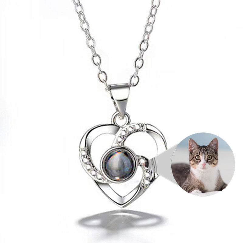 Silver Romantic Colorful Photo Projection Necklace