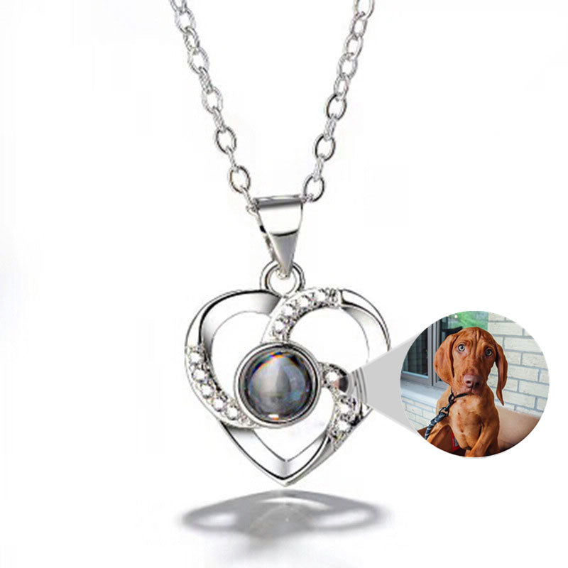 Silver Romantic Colorful Photo Projection Necklace