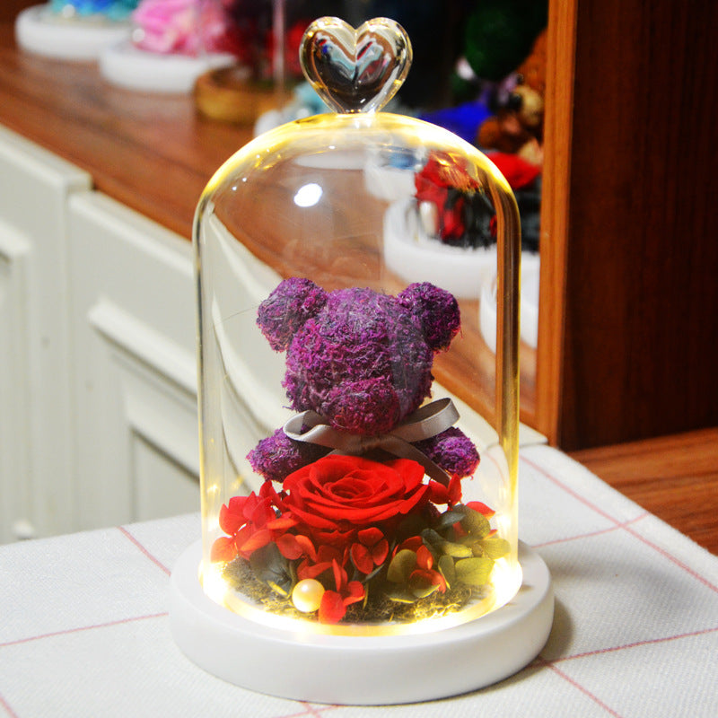 Eternal Flower Bear Glass Covered