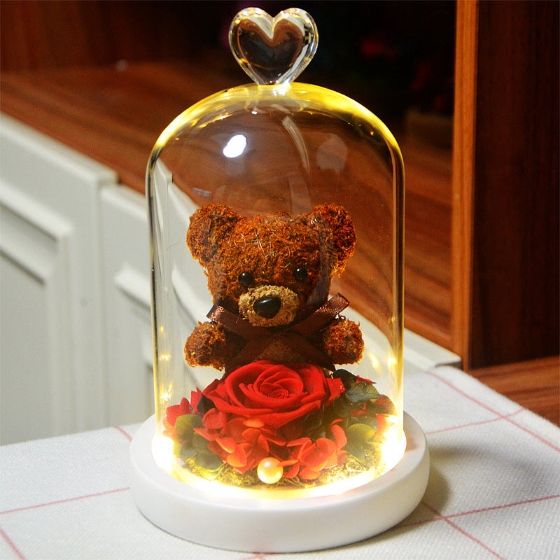 Eternal Flower Bear Glass Covered