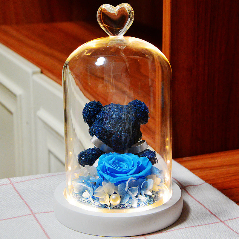 Eternal Flower Bear Glass Covered