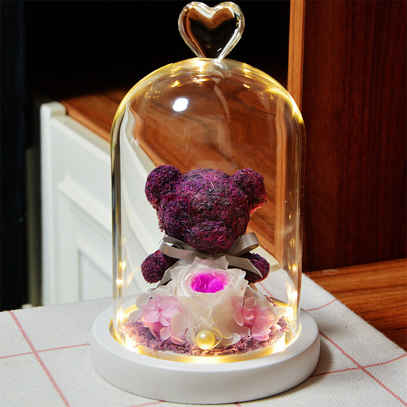 Eternal Flower Bear Glass Covered