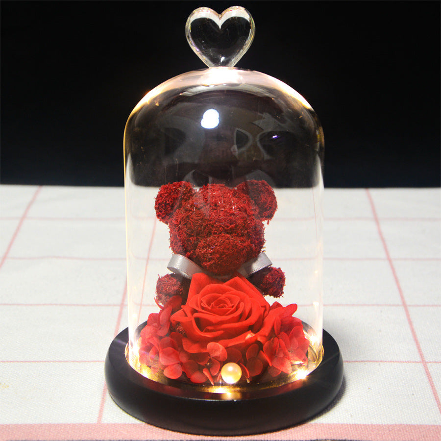 Eternal Flower Bear Glass Covered