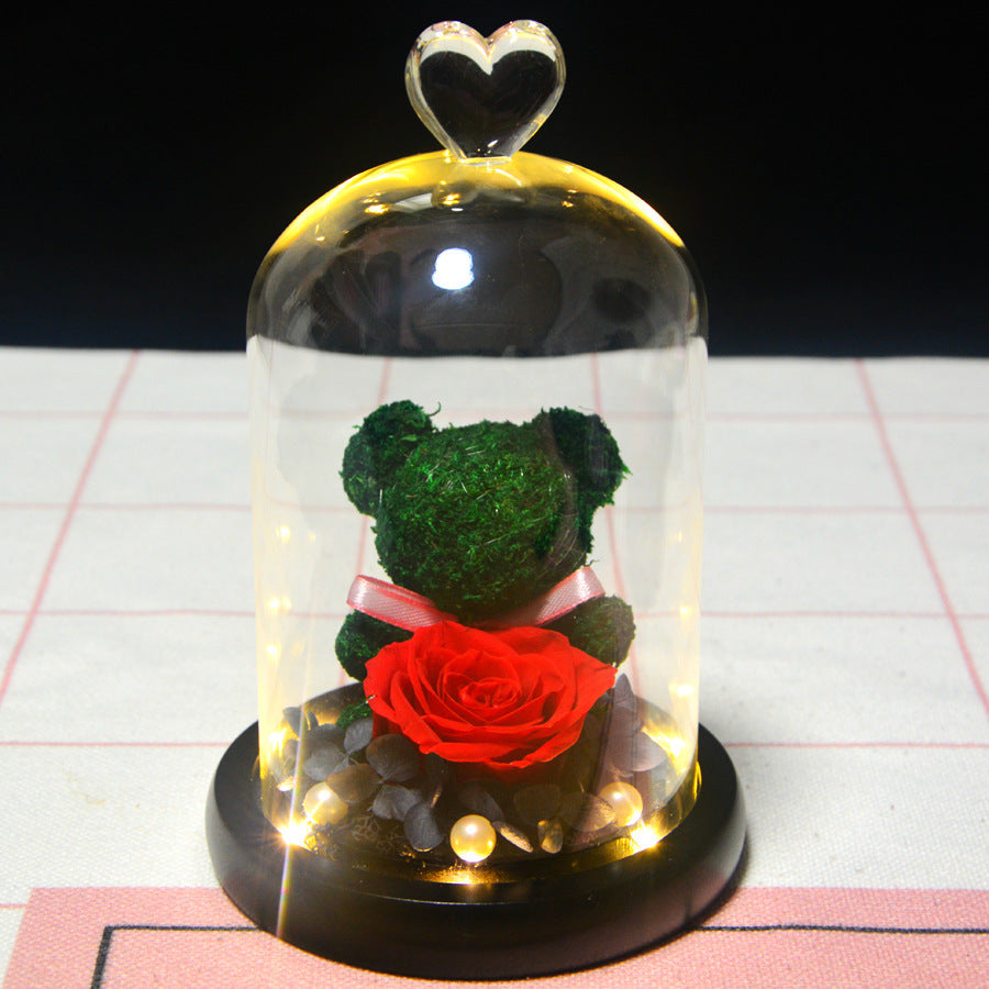 Eternal Flower Bear Glass Covered