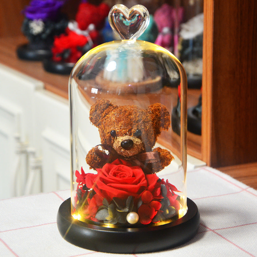 Eternal Flower Bear Glass Covered