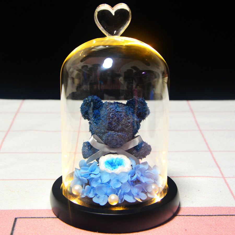 Eternal Flower Bear Glass Covered