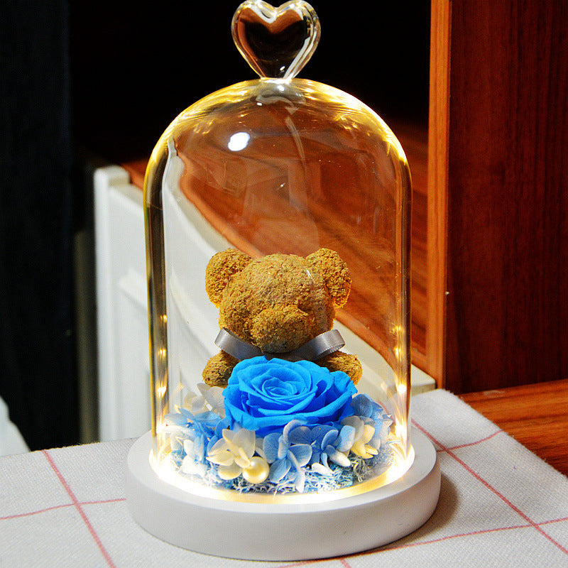 Eternal Flower Bear Glass Covered