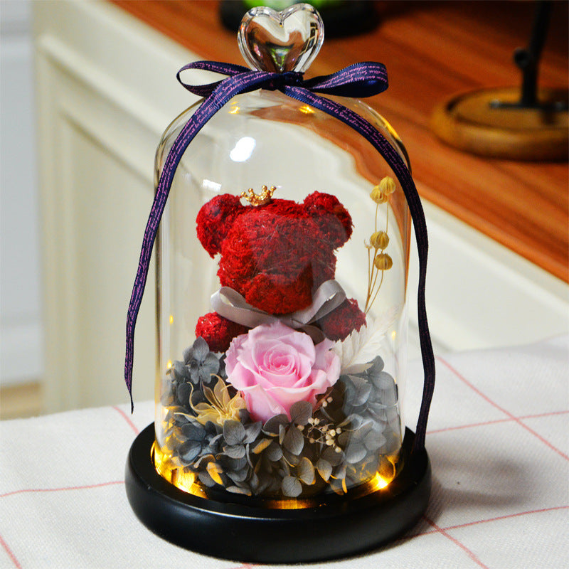 Eternal Flower Bear Glass Covered