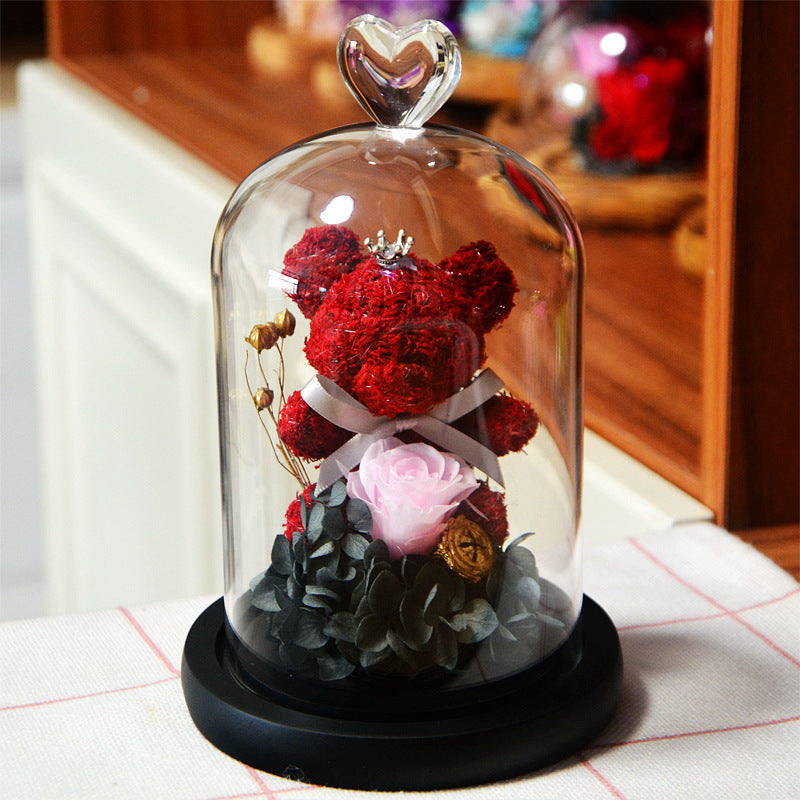 Eternal Flower Bear Glass Covered